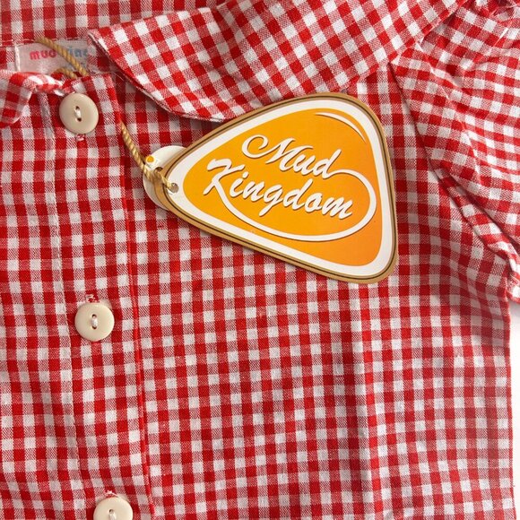 Mud Kingdom Red Gingham Cold Shoulder Top Girls 6/8 (130) NWTBeachy Spring - Picture 3 of 5